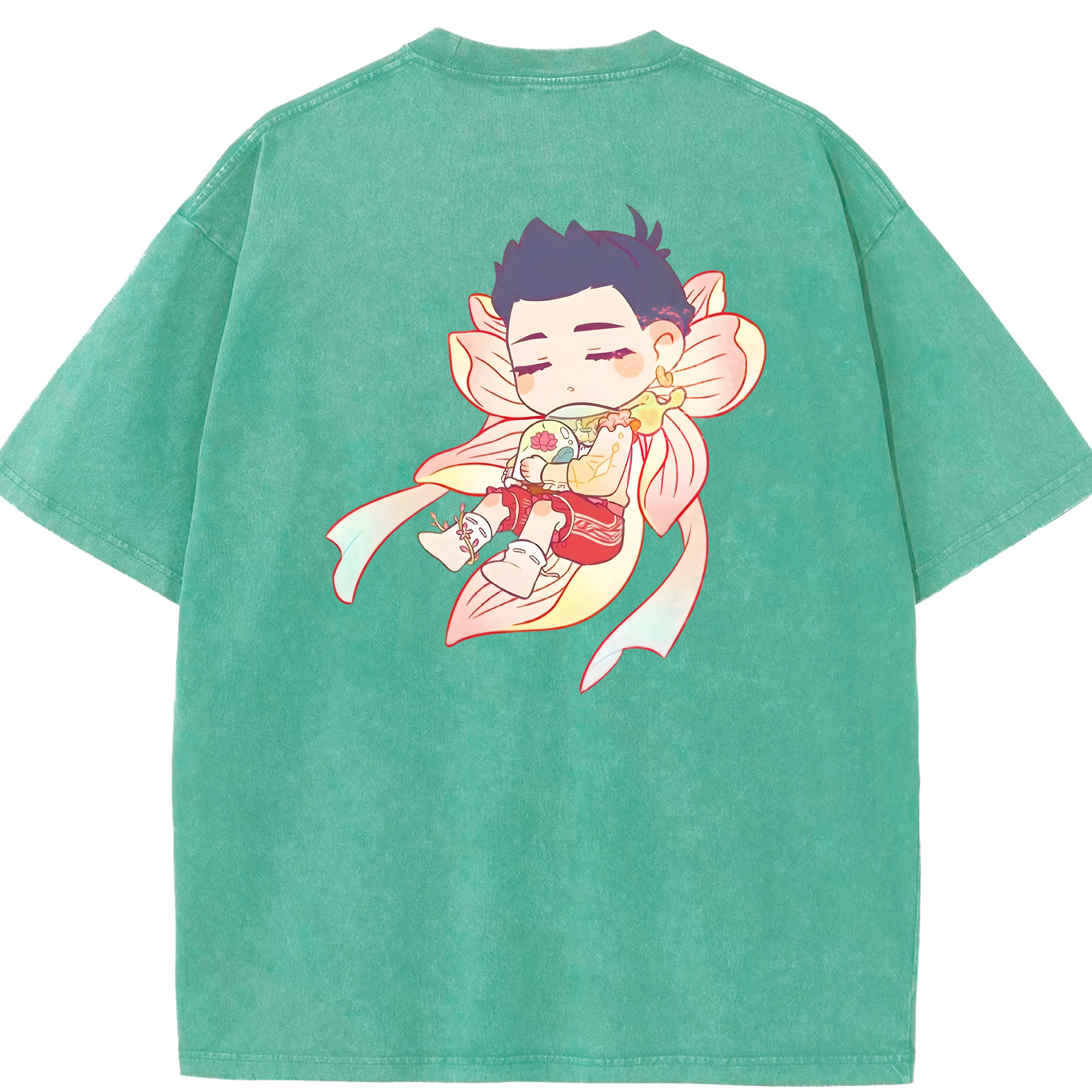 （画像用） Ne Zha 2 ナタ 魔童の大暴れ 綿100% ヴィンテージ風 半袖Tシャツ（背面プリント）